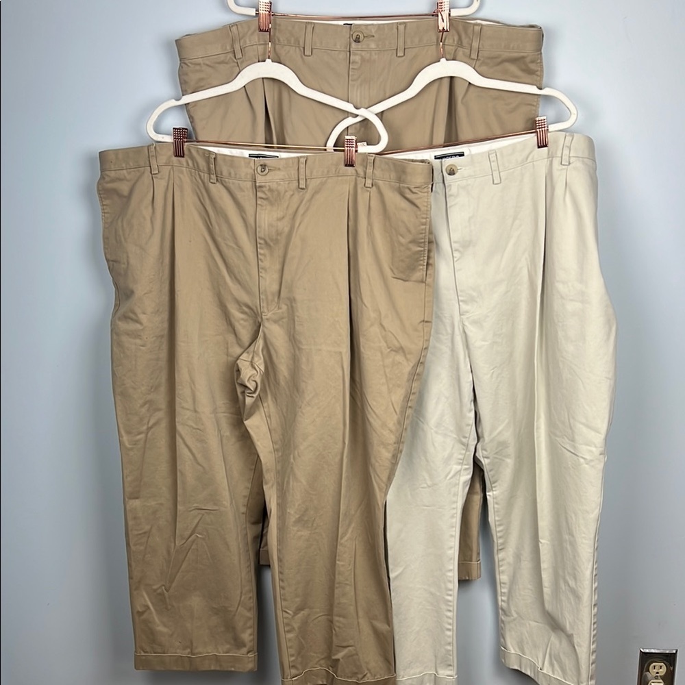 Lands End Big & Tall men’s size 50 Tall khaki pleated cuffed khaki pants